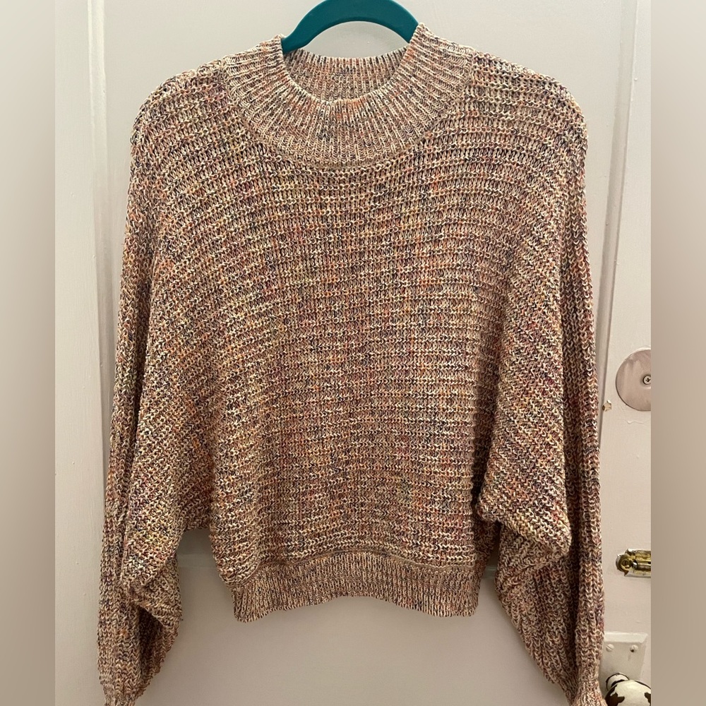 BB Dakota drop shoulder sweater. Size large. Light pink/multi color.
